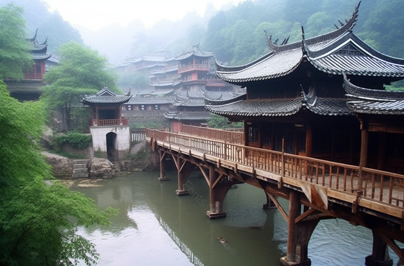 江南贵州省西江千户苗寨风雨桥,高清,摄影图,摄影图片,图片大全,摄影图免费下载